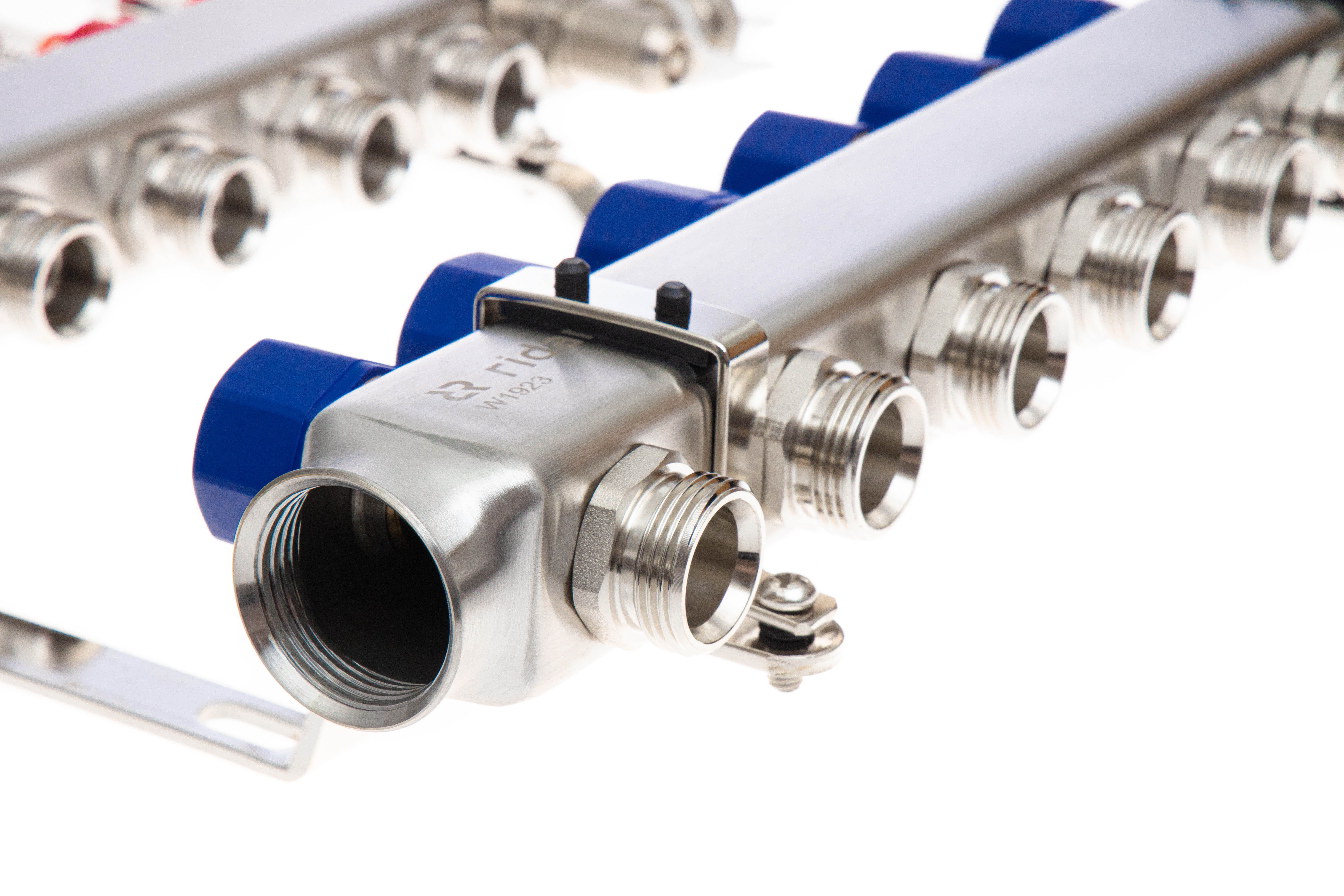 Ридан 088U0954R — Комплект коллекторов SSM-4RF set с расходомерами, кронштейнами, ручным воздухоотводчиком, сливным краном и торцевой заглушкой, 4 контура