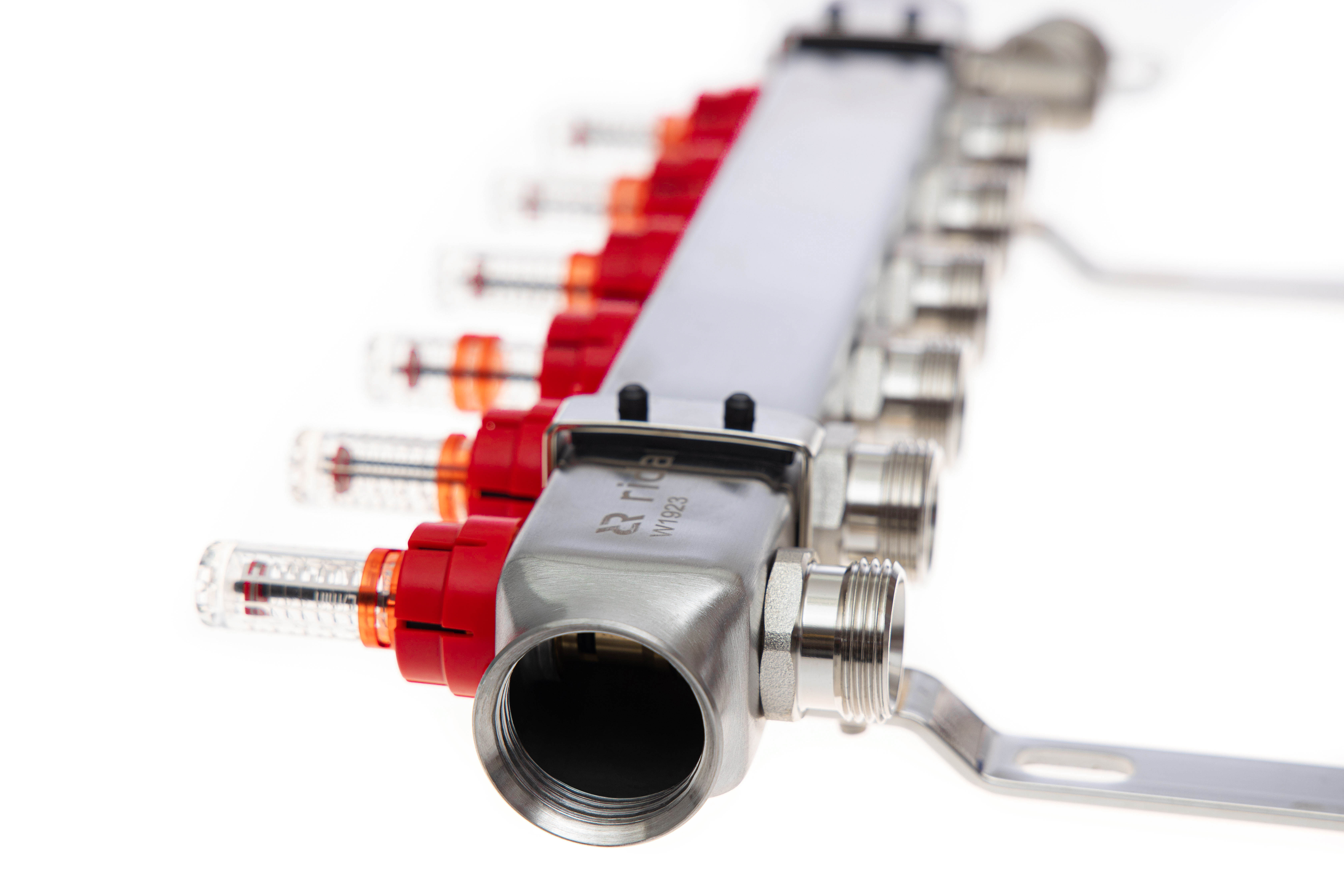 Ридан 088U0959R — Комплект коллекторов SSM-9RF set с расходомерами, кронштейнами, ручным воздухоотводчиком, сливным краном и торцевой заглушкой, 9 контуров